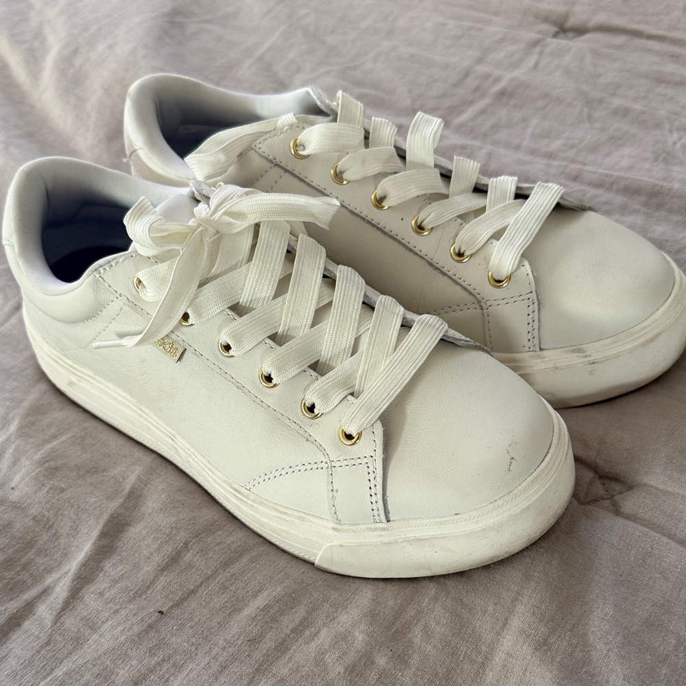 Keds White Sneakers with Gold Accents